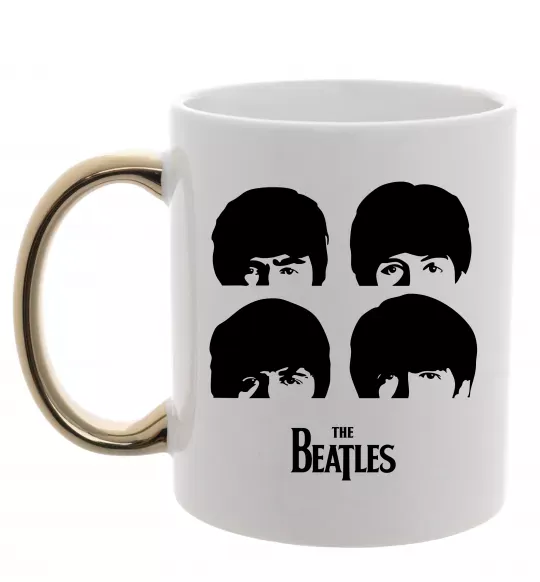 Чашка з кольоровою ручкою The Beatles group Золото фото