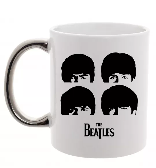 Чашка з кольоровою ручкою The Beatles group Срібло фото
