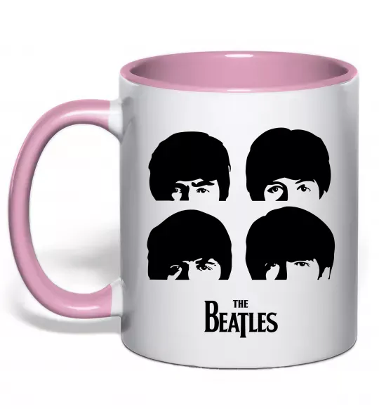 Чашка з кольоровою ручкою The Beatles group Ніжно рожевий фото