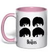 Чашка з кольоровою ручкою The Beatles group Ніжно рожевий фото
