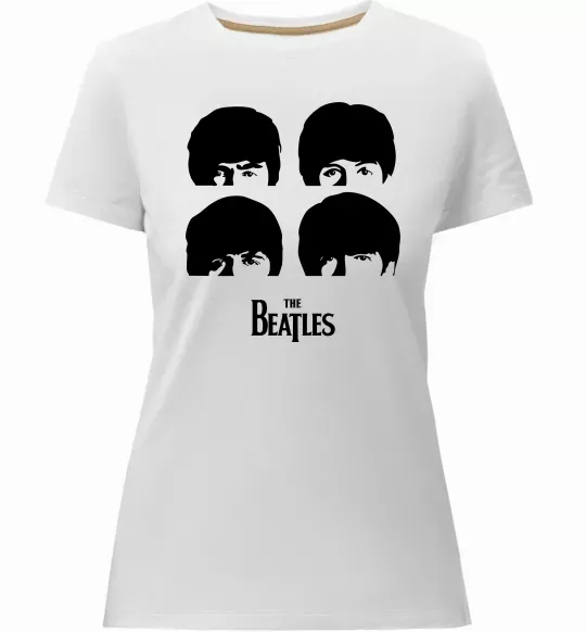 Женская премиум футболка The Beatles group Белый фото