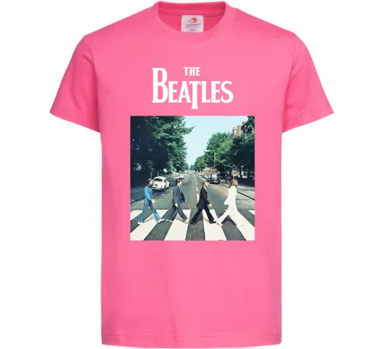 Детская футболка The Beatles платівка Ярко-розовый фото