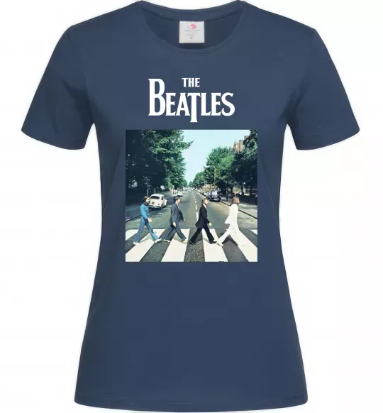 Жіноча футболка The Beatles платівка Темно-синій фото
