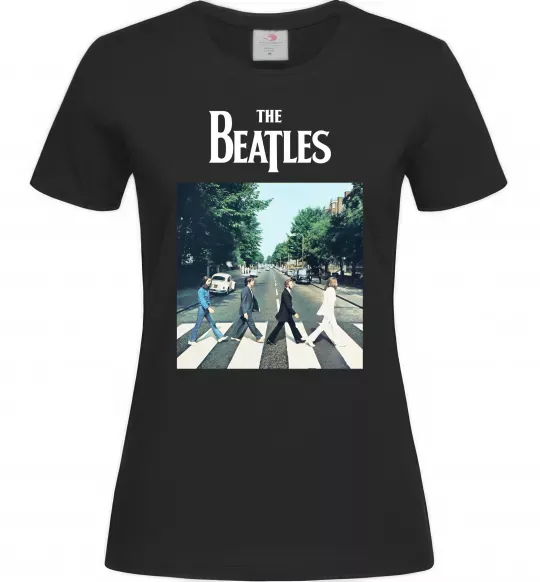Жіноча футболка The Beatles платівка Чорний фото