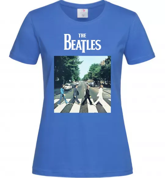 Жіноча футболка The Beatles платівка Яскраво-синій фото