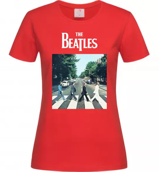 Жіноча футболка The Beatles платівка Червоний фото