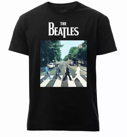 Чоловіча преміум футболка The Beatles платівка Чорний фото