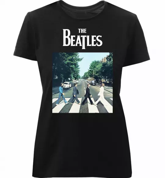 Жіноча преміум футболка The Beatles платівка Чорний фото