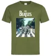 Чоловіча футболка The Beatles платівка Оливковий фото