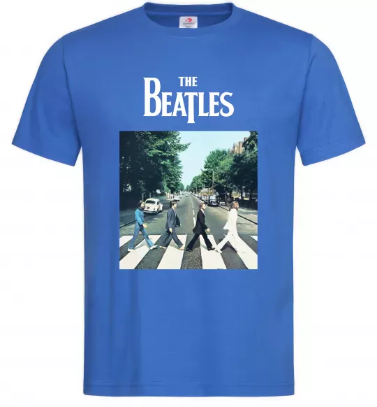 Чоловіча футболка The Beatles платівка Яскраво-синій фото