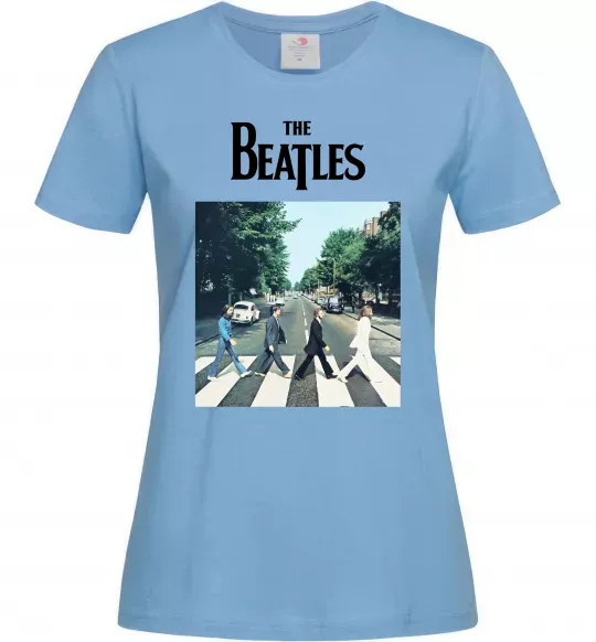 Жіноча футболка The Beatles платівка Блакитний фото