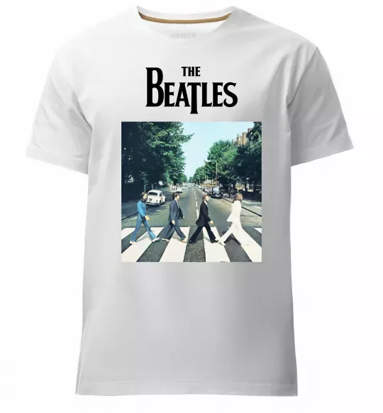 Чоловіча преміум футболка The Beatles платівка Білий фото