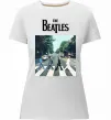 Жіноча преміум футболка The Beatles платівка Білий фото