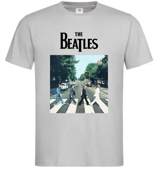 Чоловіча футболка The Beatles платівка Сірий фото