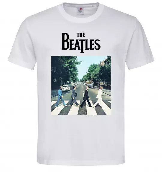 Чоловіча футболка The Beatles платівка Білий фото
