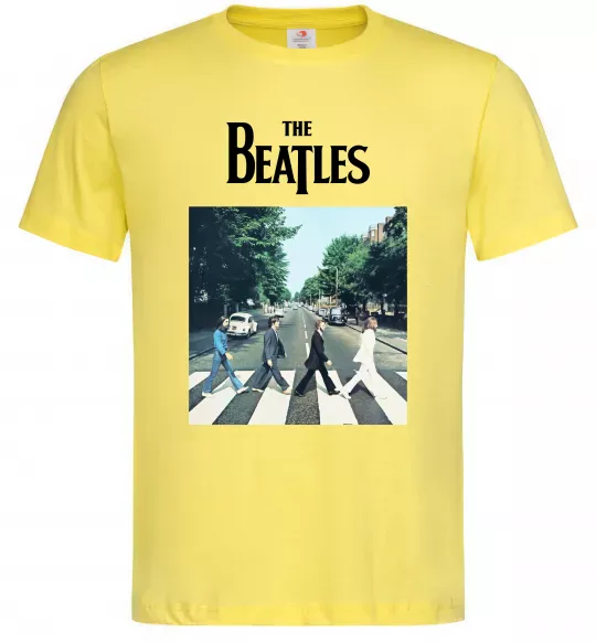 Чоловіча футболка The Beatles платівка Лимонний фото