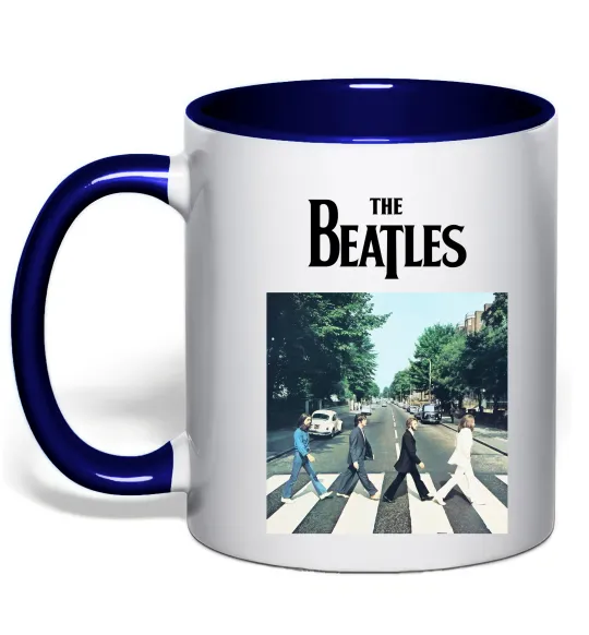 Чашка з кольоровою ручкою The Beatles платівка Глибокий темно-синій фото