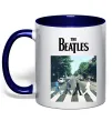 Чашка з кольоровою ручкою The Beatles платівка Глибокий темно-синій фото