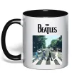 Чашка з кольоровою ручкою The Beatles платівка Чорний фото