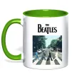 Чашка с цветной ручкой The Beatles платівка Лаймовый фото