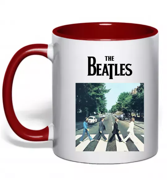 Чашка з кольоровою ручкою The Beatles платівка Червоний фото
