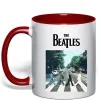 Чашка з кольоровою ручкою The Beatles платівка Червоний фото