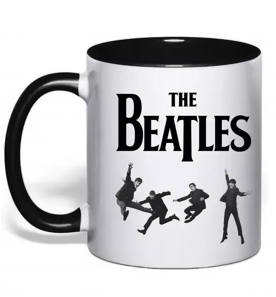 Чашка з кольоровою ручкою The Beatles фото Чорний фото