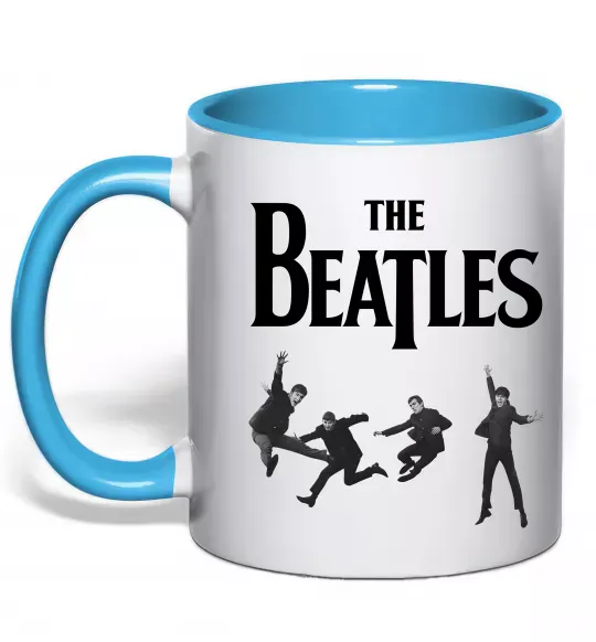 Чашка з кольоровою ручкою The Beatles фото Блакитний фото