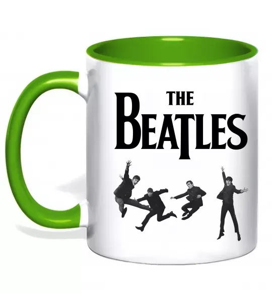 Чашка з кольоровою ручкою The Beatles фото Зелений фото