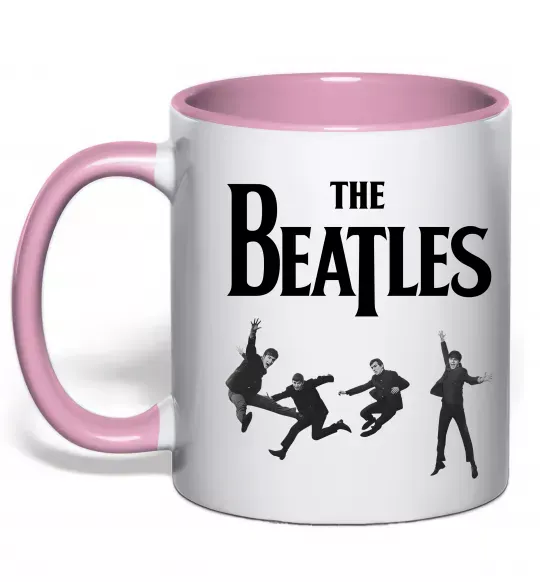 Чашка з кольоровою ручкою The Beatles фото Ніжно рожевий фото