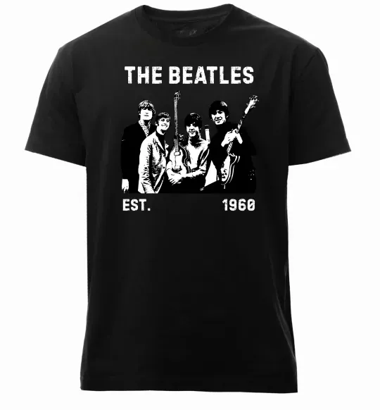 Чоловіча преміум футболка The Beatles 1960 Чорний фото