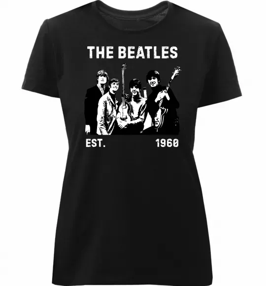 Жіноча преміум футболка The Beatles 1960 Чорний фото