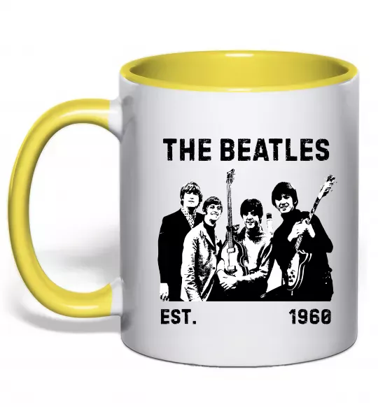 Чашка з кольоровою ручкою The Beatles 1960 Сонячно жовтий фото