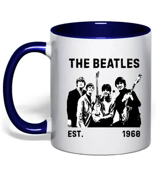 Чашка з кольоровою ручкою The Beatles 1960 Глибокий темно-синій фото