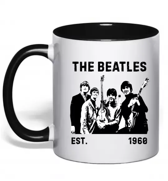 Чашка з кольоровою ручкою The Beatles 1960 Чорний фото