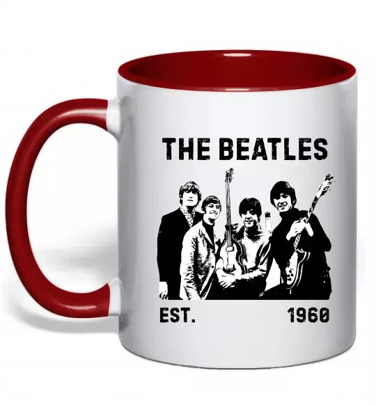 Чашка з кольоровою ручкою The Beatles 1960 Червоний фото