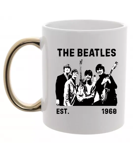 Чашка з кольоровою ручкою The Beatles 1960 Золото фото