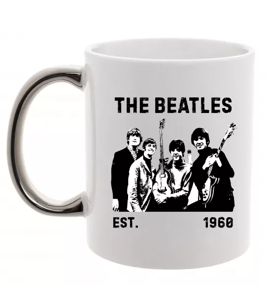 Чашка з кольоровою ручкою The Beatles 1960 Срібло фото