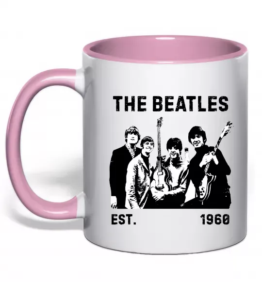 Чашка з кольоровою ручкою The Beatles 1960 Ніжно рожевий фото