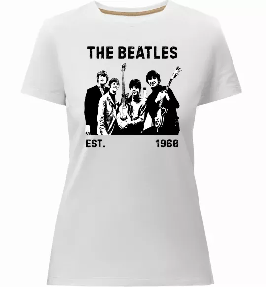 Жіноча преміум футболка The Beatles 1960 Білий фото