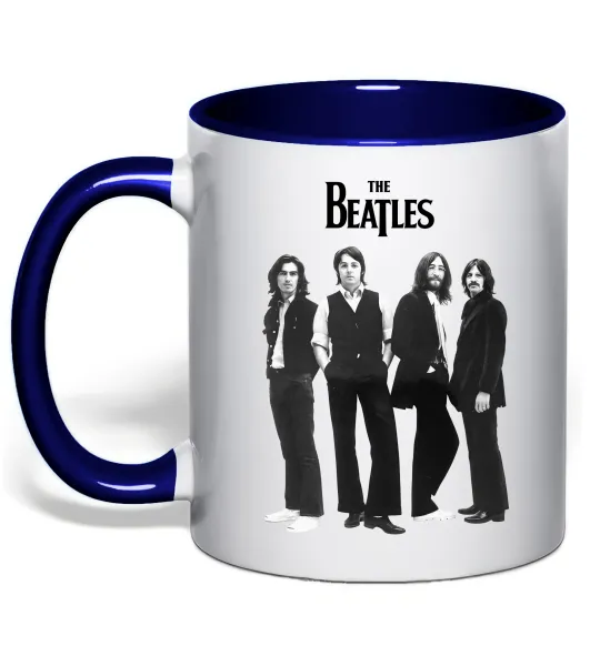 Чашка с цветной ручкой Гурт The Beatles Глубокий темно-синий фото