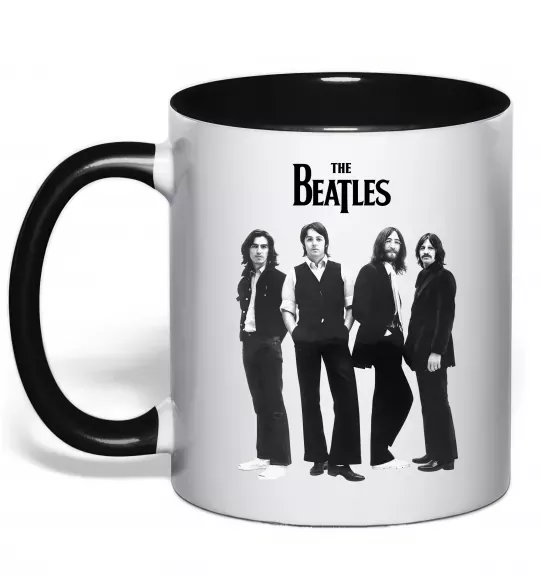 Чашка с цветной ручкой Гурт The Beatles Черный фото