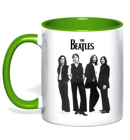 Чашка с цветной ручкой Гурт The Beatles Лаймовый фото