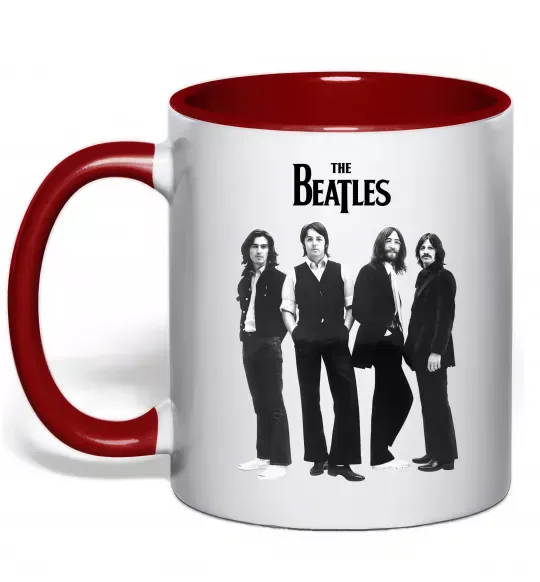 Чашка с цветной ручкой Гурт The Beatles Красный фото