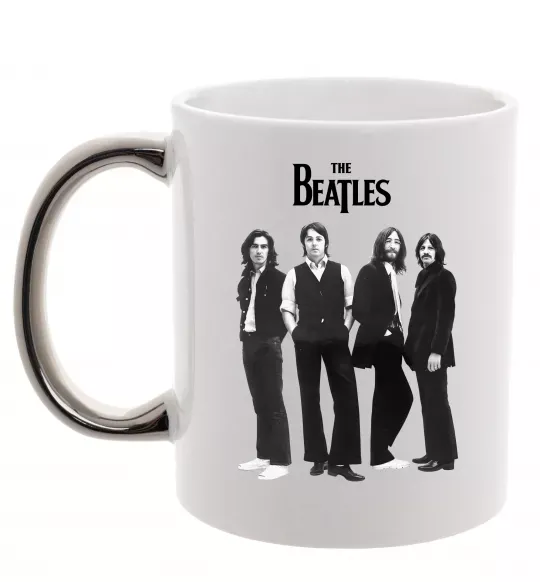Чашка с цветной ручкой Гурт The Beatles Серебро фото