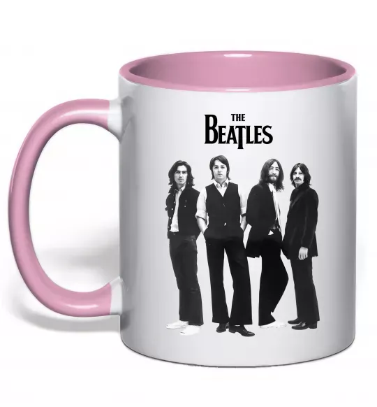 Чашка с цветной ручкой Гурт The Beatles Нежно розовый фото