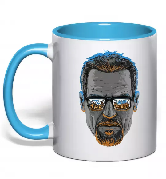 Чашка с цветной ручкой The danger Голубой фото