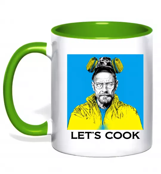 Чашка с цветной ручкой Let`s cook Зеленый фото