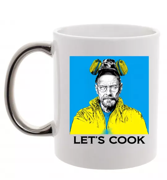 Чашка с цветной ручкой Let`s cook Серебро фото