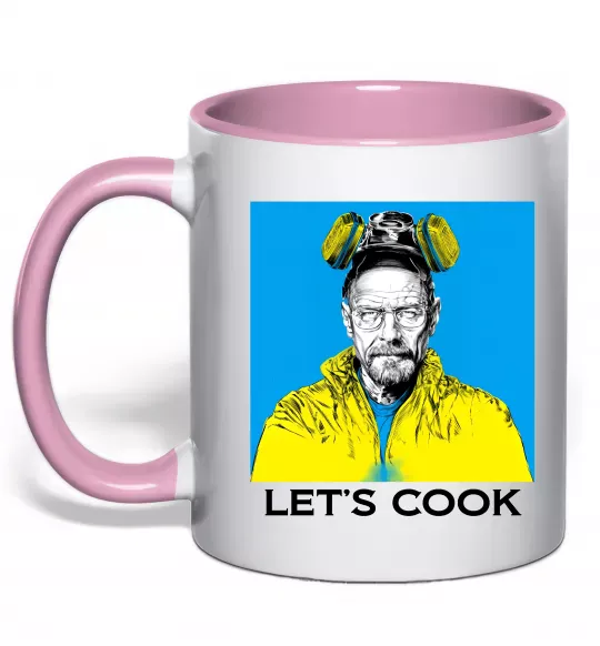 Чашка с цветной ручкой Let`s cook Нежно розовый фото